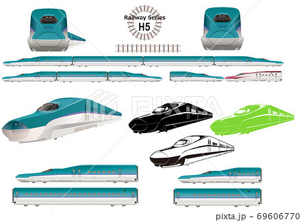 特急電車 新幹線 E5系はやぶさのイラスト素材