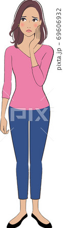 心配している褐色の肌の女性のイラスト 69606932