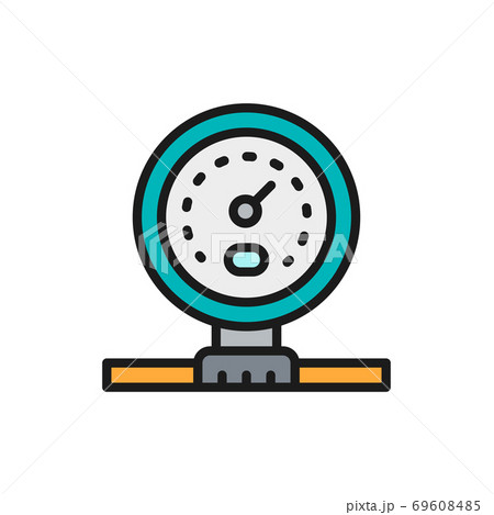 Gas pipeline or water meter flat color line icon. 69608485