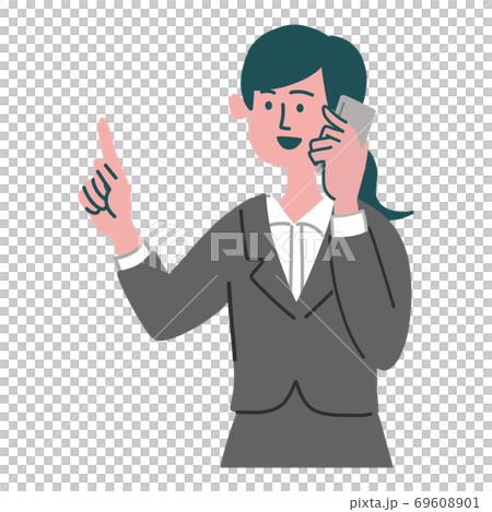 スーツ　女性　士業　携帯電話　スマホ　提案 69608901