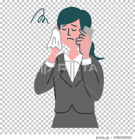 西裝，女士，手機，智能手機，冷汗 69608906