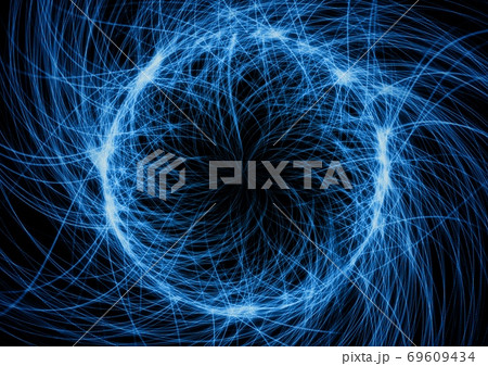 青い火花が渦巻く抽象的な背景のイラスト素材