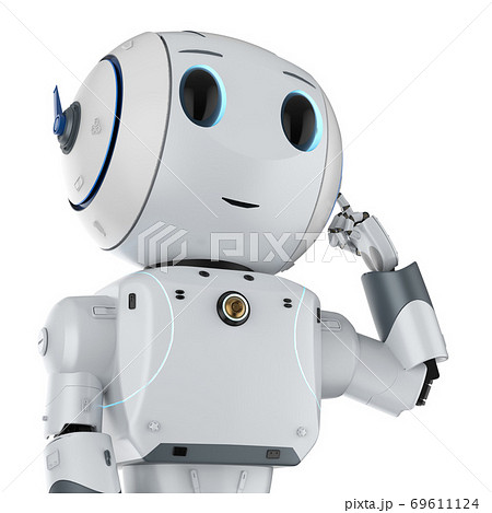 cute artificial intelligence robot think - Stock