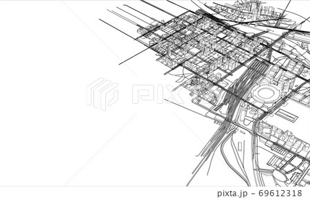 Outline city concept. Wire-frame style 69612318