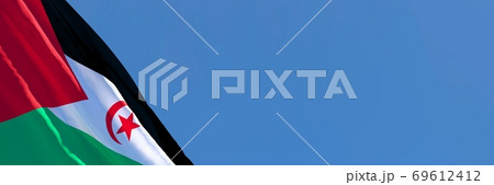 3D rendering of the national flag of Sahrawi Arab waving in the wind 3D rendering of the national flag of Sahrawi Arab waving in the wind 69612412