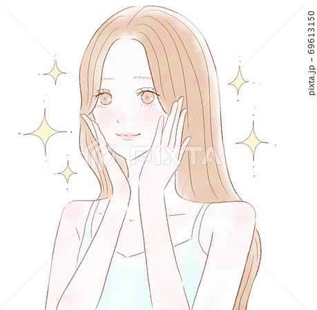美肌の女性 スキンケアのイメージのイラスト素材