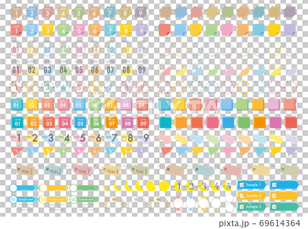 Colorful point icons and number material 69614364