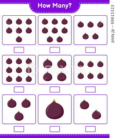 Counting game, how many Fig. Educational children game, printable worksheet, vector illustration 69615323