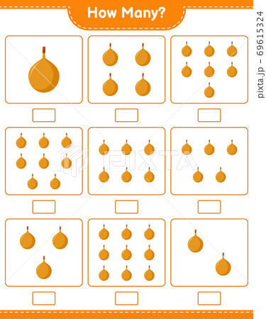Counting game, how many Voavanga. Educational children game, printable worksheet, vector illustration 69615324