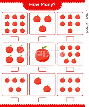 Counting game, how many Nectarine. Educational children game, printable worksheet, vector illustration 69615330