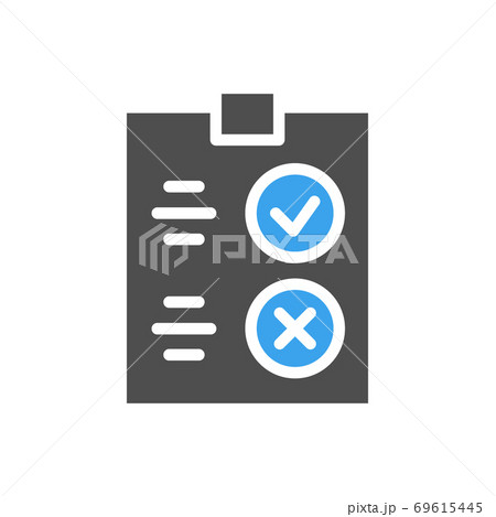 Questionnaire for evaluating service colored icon. Tablet with paper to the rating, test with correct and incorrect checkmarks symbol 69615445