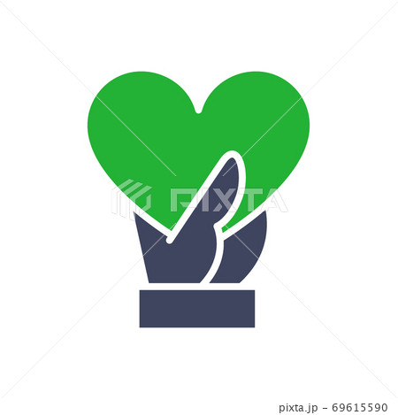 Hand giving heart colored icon. Share a love, like, feedback, friendship symbol Hand giving heart colored icon. Share a love, like, feedback, friendship symbol 69615590
