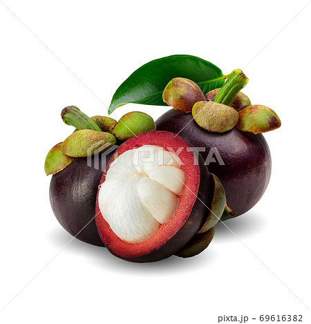 Ripe Mangosteen Fruit Isolated On White Background Stock Photo