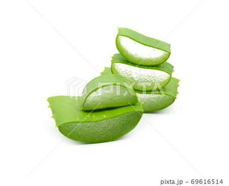 Slice of fresh Aloe vera leaves. Slice of fresh Aloe vera leaves. 69616514