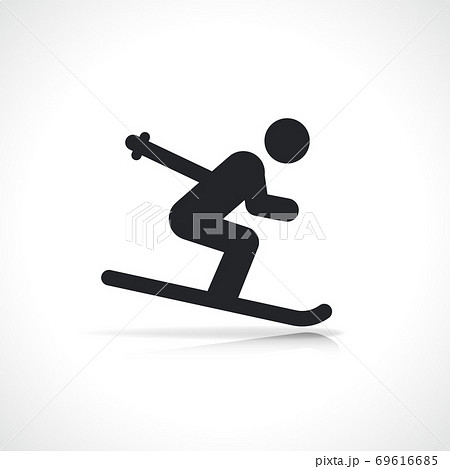 Vector Skier On Ski Iconのイラスト素材