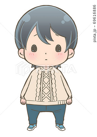 困り顔の男の子のイラスト素材