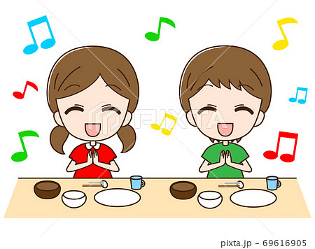 ごちそうさまをしている子ども2のイラスト素材