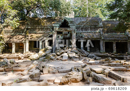 Ta Prohm Temple is The One Attractive Temple In Angkor Thom Area at Siem Reap Province of Cambodia. Ta Prohm Temple is The One Attractive Temple In Angkor Thom Area at Siem Reap Province of Cambodia. 69618209