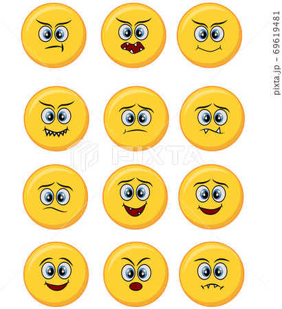 Set of happy, smile, laughing, joyful, sad, - Stock