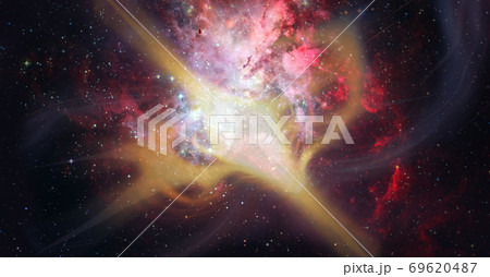 Glowing spinning neutron star. Elements of this 69620487