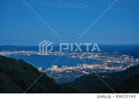 【比叡山ドライブウェイから見る琵琶湖 (夜景)】 滋賀県大津市山上町 69620549