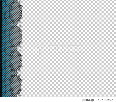 青と黒のレース 背景なしフレーム ワンサイドタイプのイラスト素材