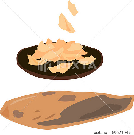 鰹節 荒節 と削り節のイラスト素材