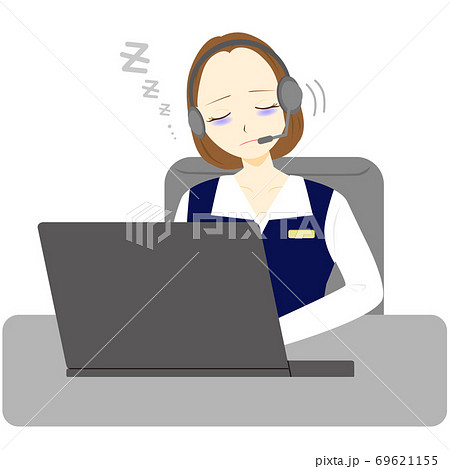 コールセンター　オペレーター　女性　睡眠 69621155
