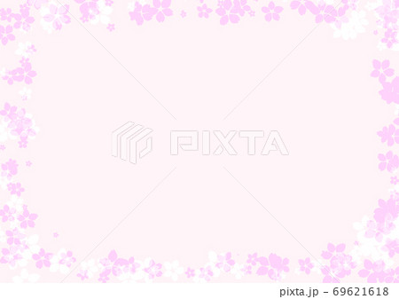 桜の花弁の可愛いフレームイラスト素材 69621618