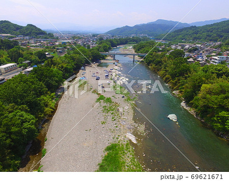 上空から眺めた「親鼻橋」〜ドローンで空撮（埼玉県秩父郡長瀞町長瀞･皆野町下田野） 69621671
