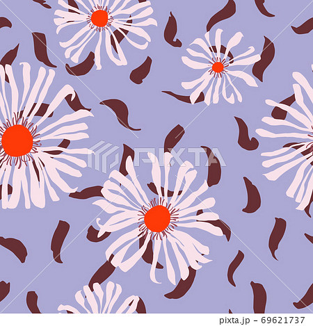 Large daisies. Flat floral seamless pattern. Summer background. 69621737