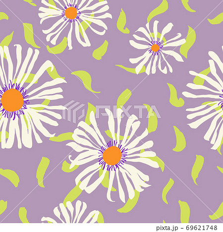 Large daisies. Flat floral seamless pattern. Summer background. Large daisies. Flat floral seamless pattern. Summer background. 69621748