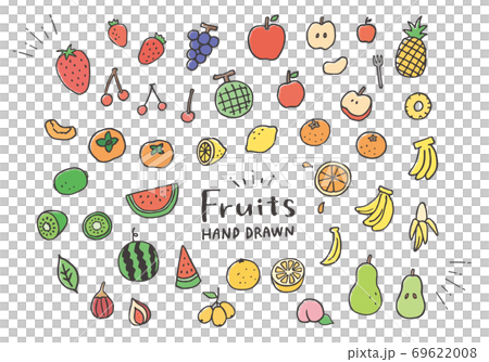 手描きの果物イラストいろいろ カラー のイラスト素材