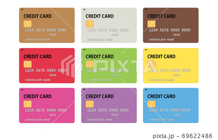 クレジットカード カラフル セット 素材のイラスト素材