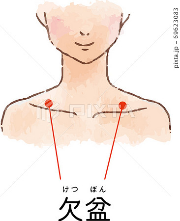 ツボ・経穴「欠盆」の手描き風イラスト 69623083