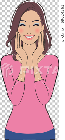 一個幸福的微笑女人棕色皮膚的插圖 69624361