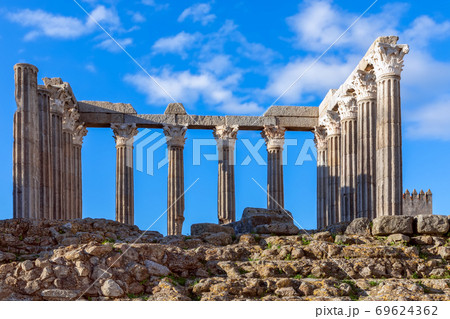 The Roman Temple of Evora (Templo romano de Evora) famous historical landmark in Alentejo, Portugal 69624362