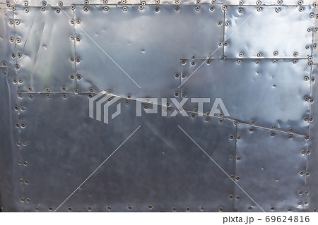 Metal panel with screws. Metal texture, metal background. 69624816