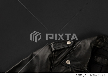 Monochrome minimal template with jacket. Flat lay top view copy space. Monochrome minimal template with jacket. Flat lay top view copy space. 69626973