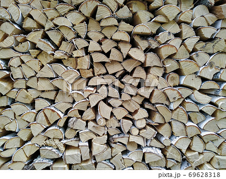 wall of Stacked Firewood. Dry birch for the furnace. logs background wall of Stacked Firewood. Dry birch for the furnace. logs background 69628318