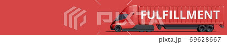 FULFILLMENT text on the side of the semi-trailer truck. 3d rendering 69628667