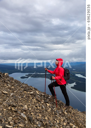 Girl Hiking in Canadian Nature Girl Hiking in Canadian Nature 69629036