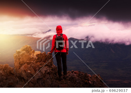 Girl Hiking in Canadian Nature Girl Hiking in Canadian Nature 69629037