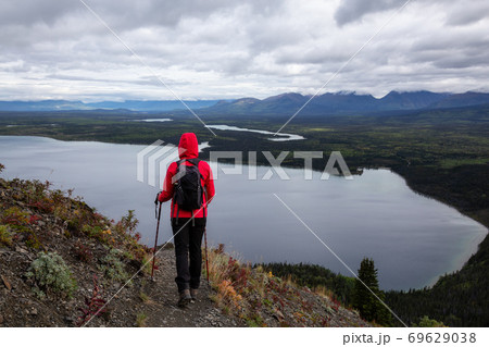 Girl Hiking in Canadian Nature Girl Hiking in Canadian Nature 69629038