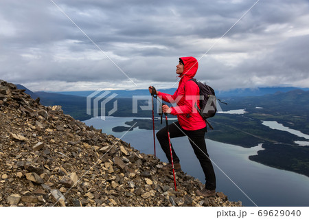 Girl Hiking in Canadian Nature 69629040