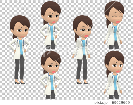 [Angry A] Black Female Doctor Ponytail Diagonal 69629669