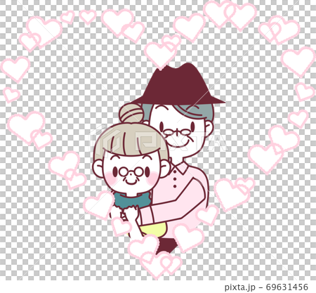 從後面擁抱的年長夫婦 69631456