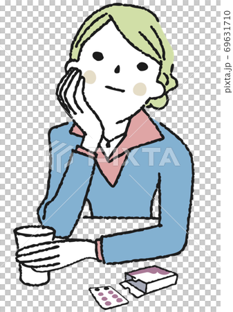 Illustration of a woman suffering from gynecological symptoms Illustration of a woman suffering from gynecological symptoms 69631710