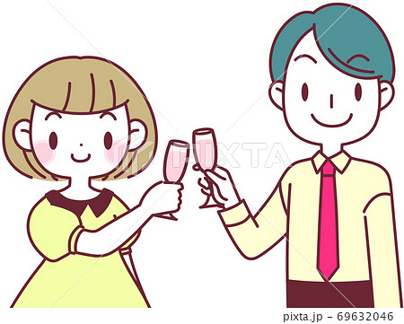記念日に乾杯するカップルのイラスト素材