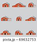 farm building icons set.paper art style. 69632753